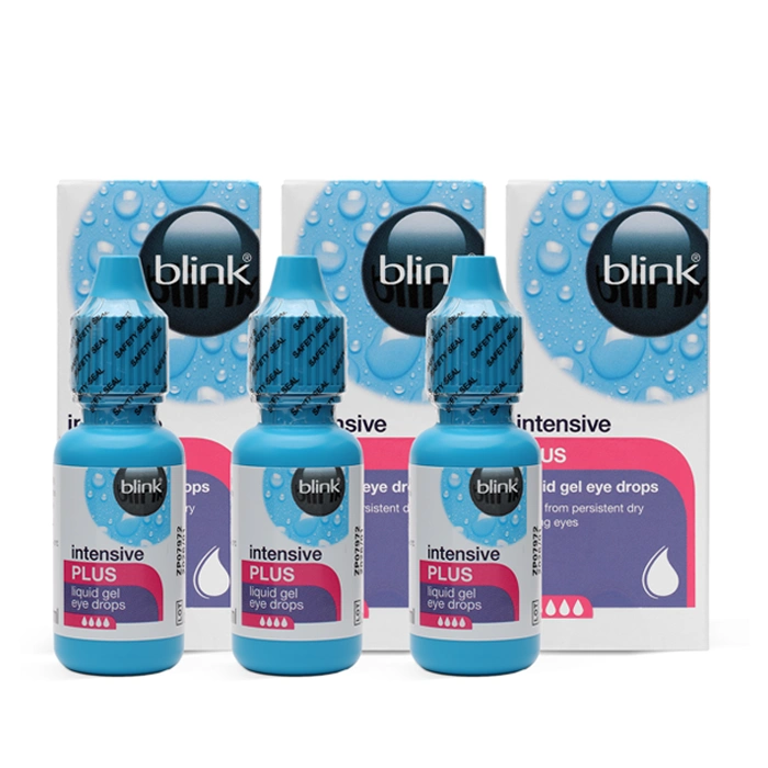 Blink Intensive Tears Plus Liquid Gel Eye Drops Triple Pack Contact Lenses