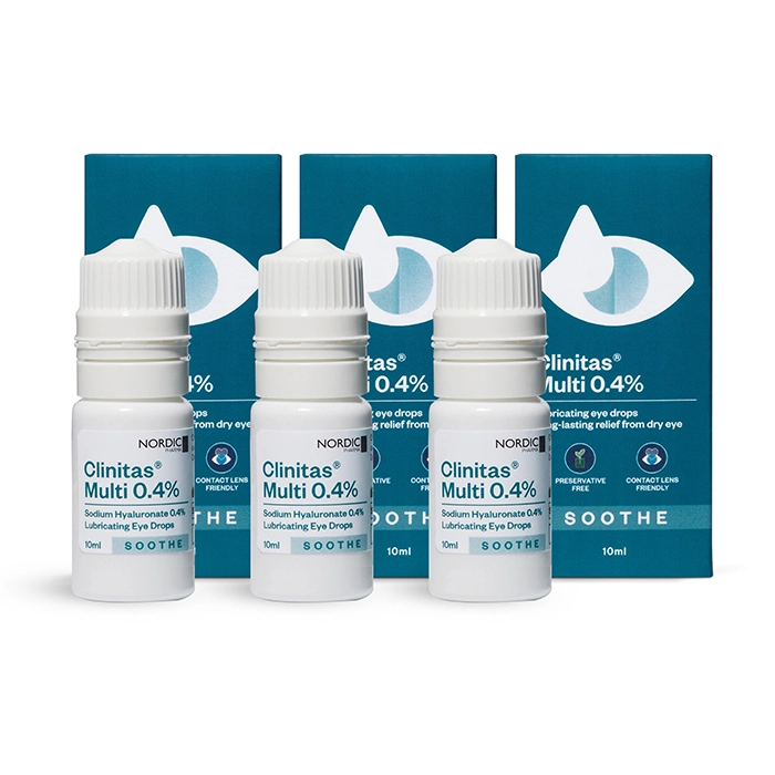 Clinitas Multi 0.4% Preservative-Free Eye Drops Triple Pack Contact Lenses
