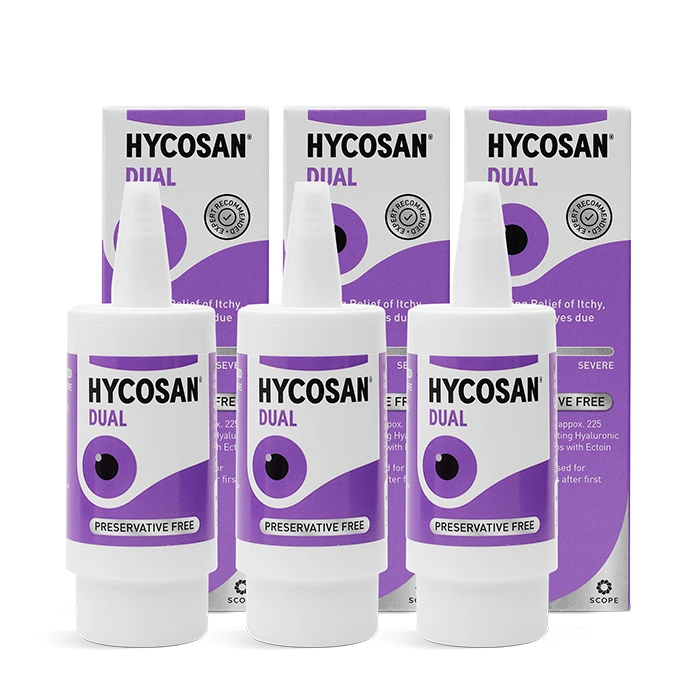 Hycosan Dual Preservative-Free Eye Drops Triple Pack Contact Lenses