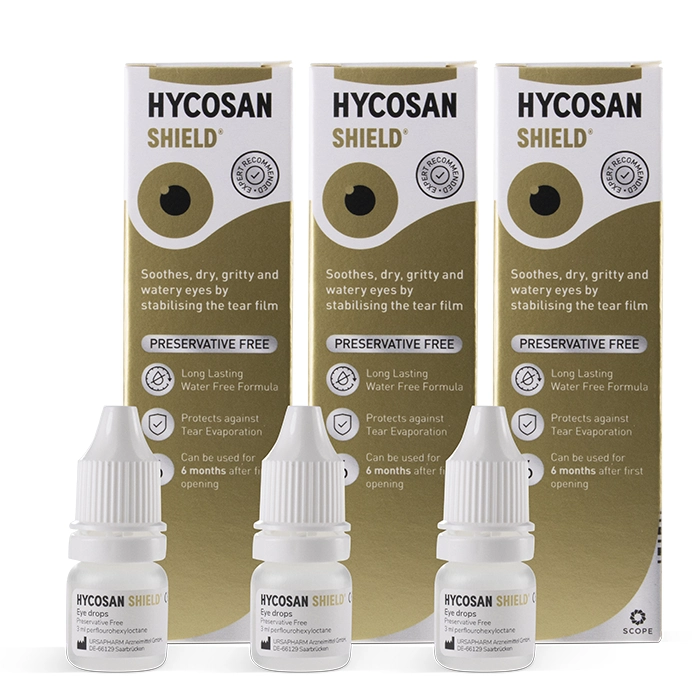 Hycosan Shield Preservative-Free Eye Drops Triple Pack Contact Lenses